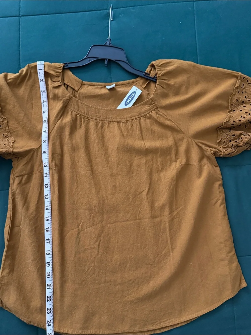 NWT Old Navy Brown Eyelet Puff Sleeve Square Neck Blouse